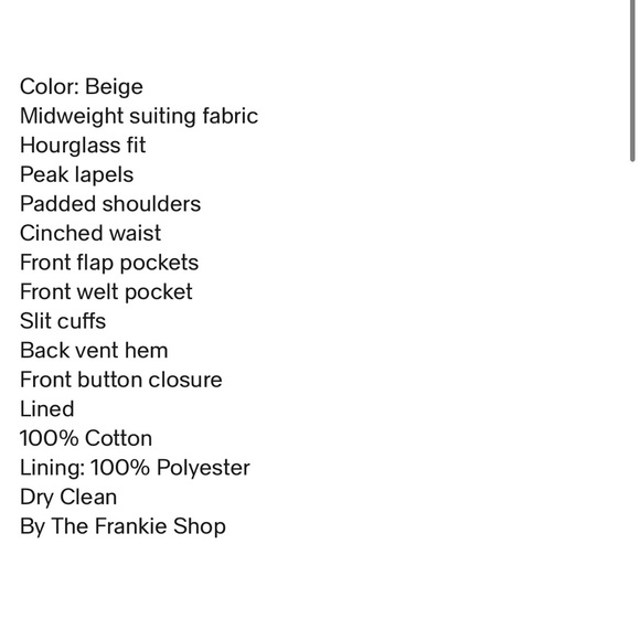 THE FRANKIE SHOP COLETTE HOURGLASS BLAZER - BEIGE M/L, NWT - Picture 15 of 15
